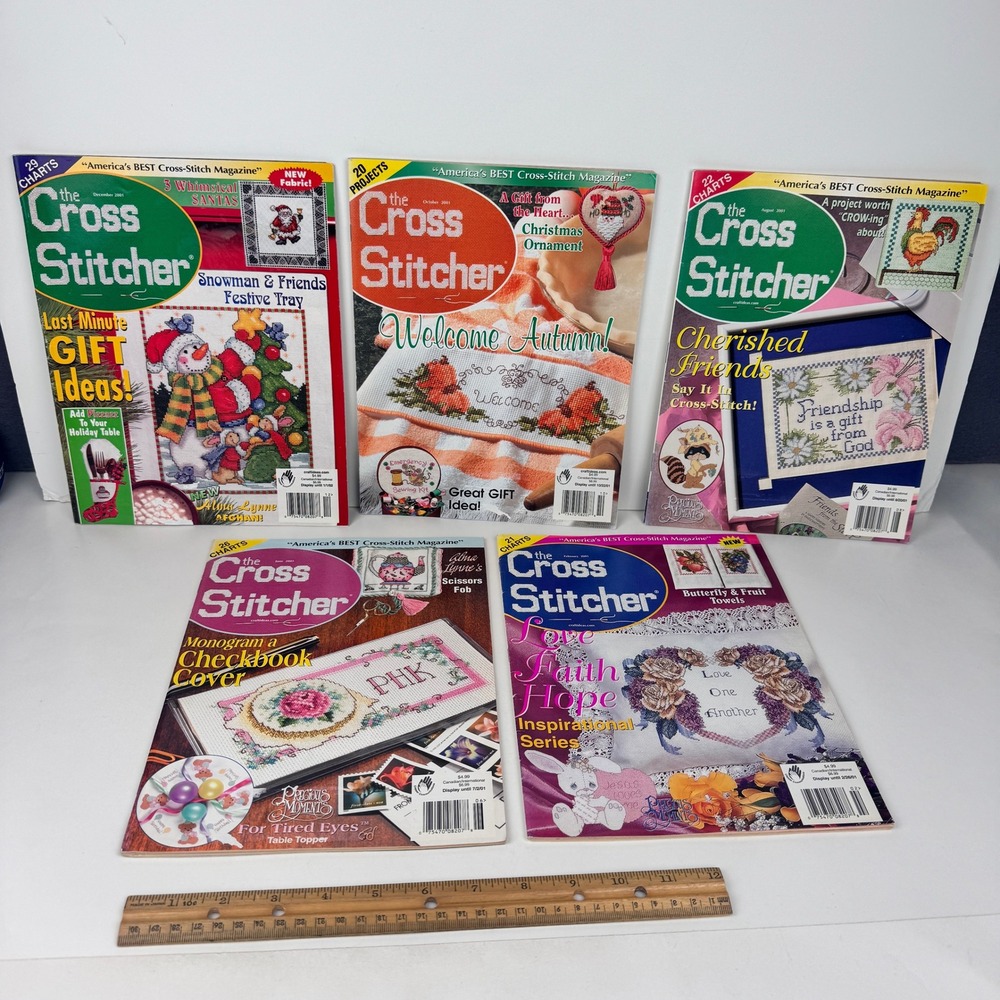 2001 The Cross Stitcher Magazine lot of 5 Precious Moments Love Christmas Autumn